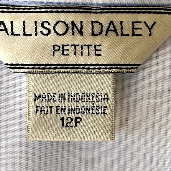 Vtg Allison Daley Cotton Blend Pinstripe Button Shirt 3/4 Sleeve 12P Sheep Bling - Picture 9 of 10